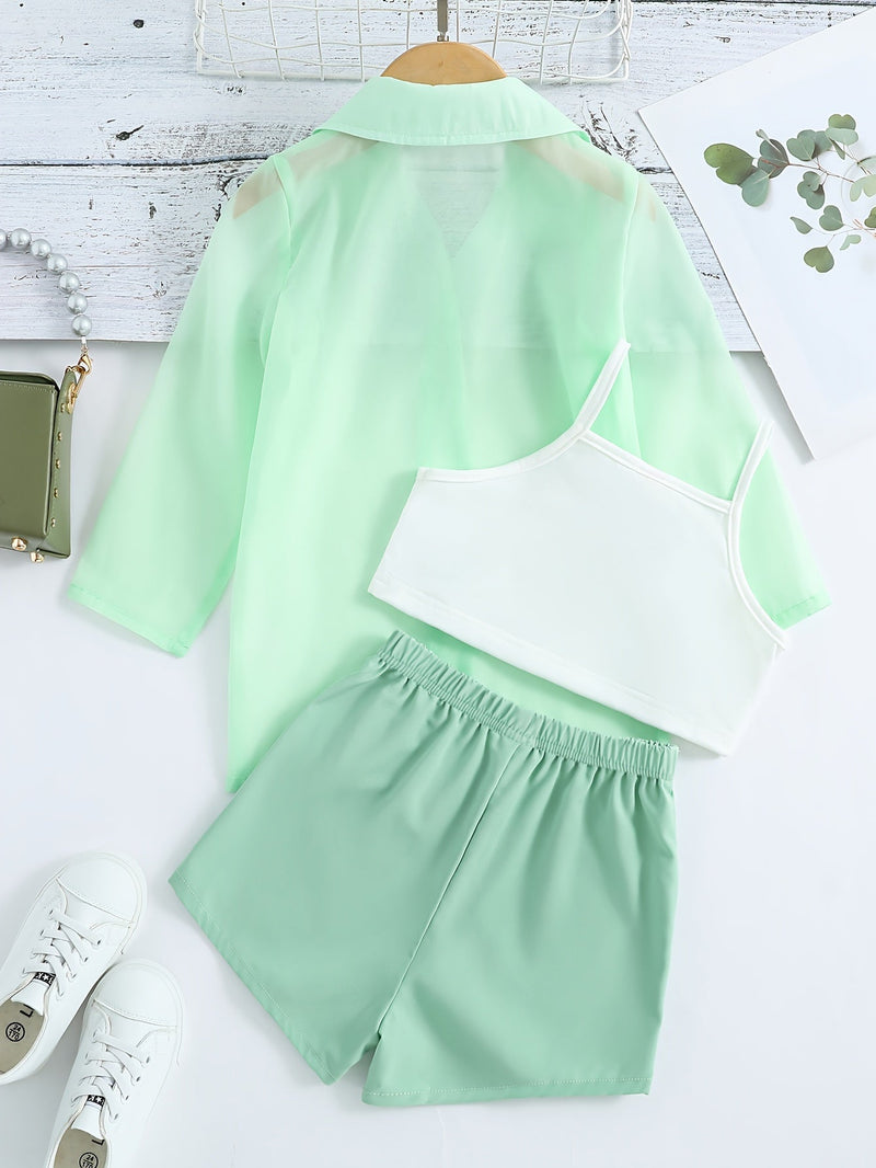 Lightweight Girls' Summer Set with Blouse and Shorts