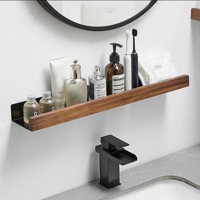 Wooden Bathroom Organiser Without Drilling – Practical and Natural Design