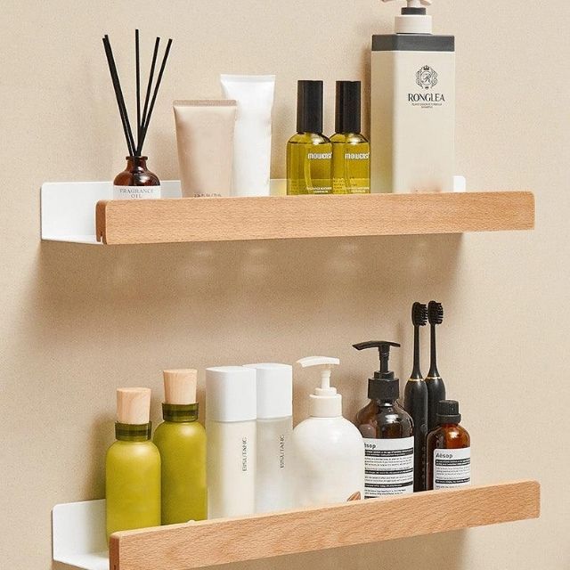 Wooden Bathroom Organiser Without Drilling – Practical and Natural Design
