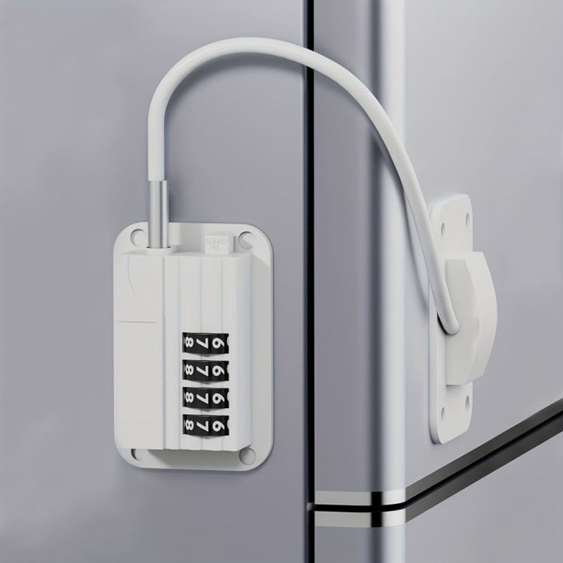 Combination Refrigerator Lock with Adhesive Mounting for Home Storage