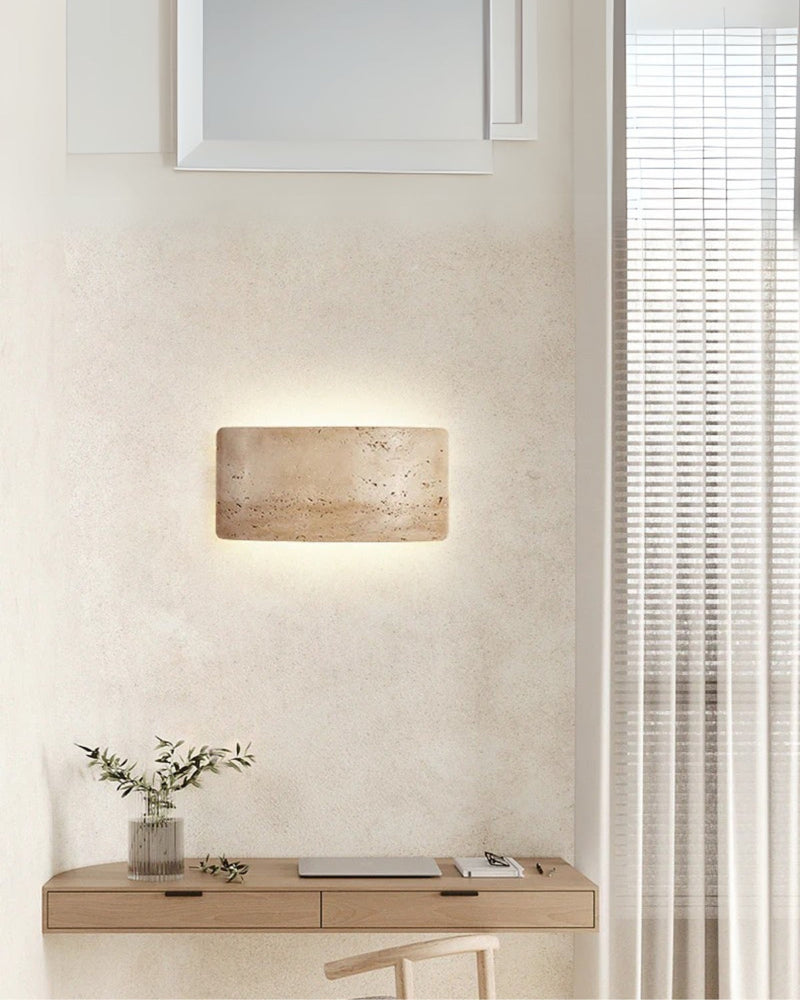 Modern Travertine Stone Wall Lamp with Warm Up & Down Lighting