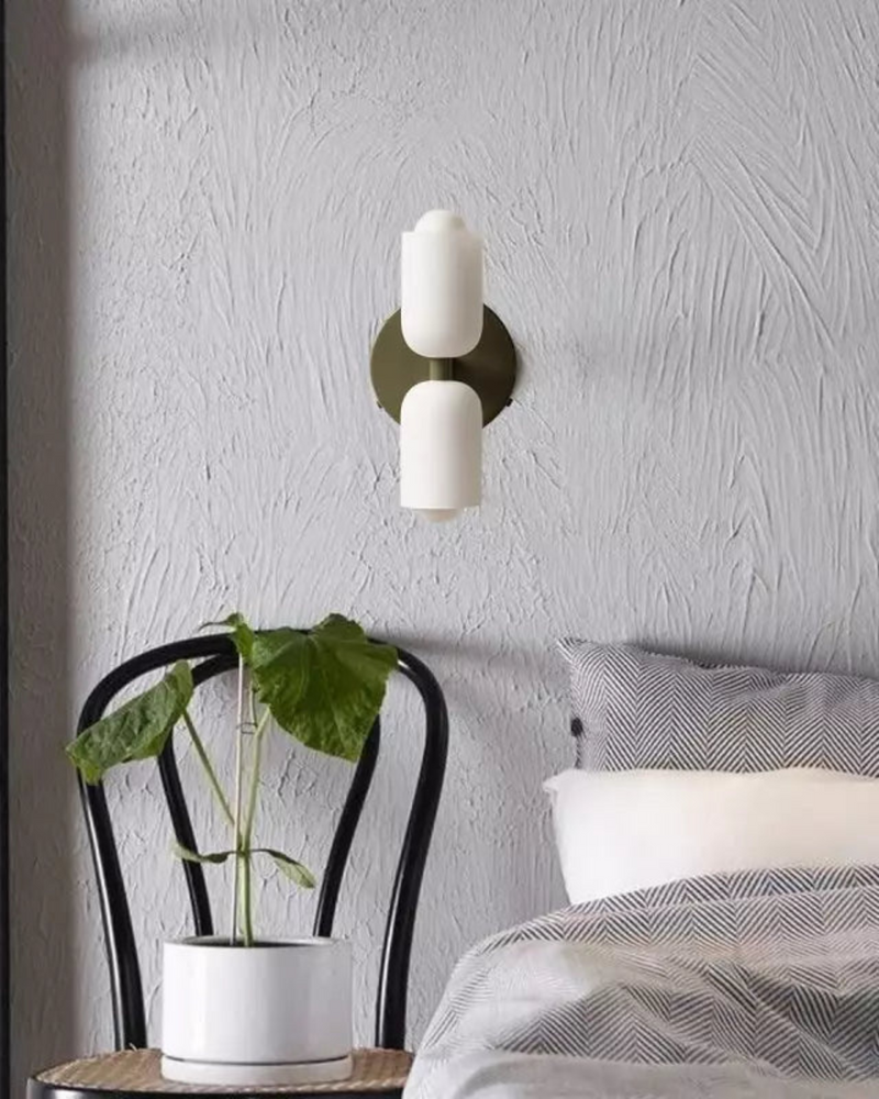 Double-Head Frosted Glass Wall Sconce with Soft Ambient Lighting