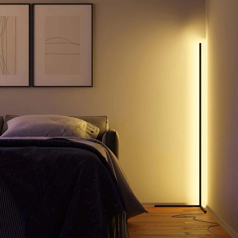 Minimalist LED Floor Lamp with Dimmable Light Settings and Modern Linear Design