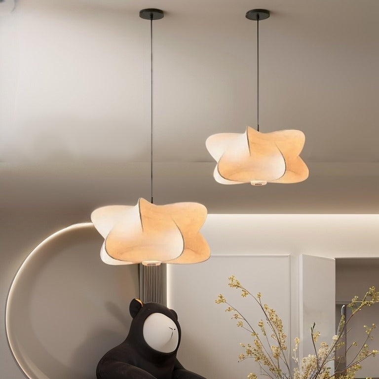 Japanese-Inspired Pleated Silk Pendant Light for Interiors