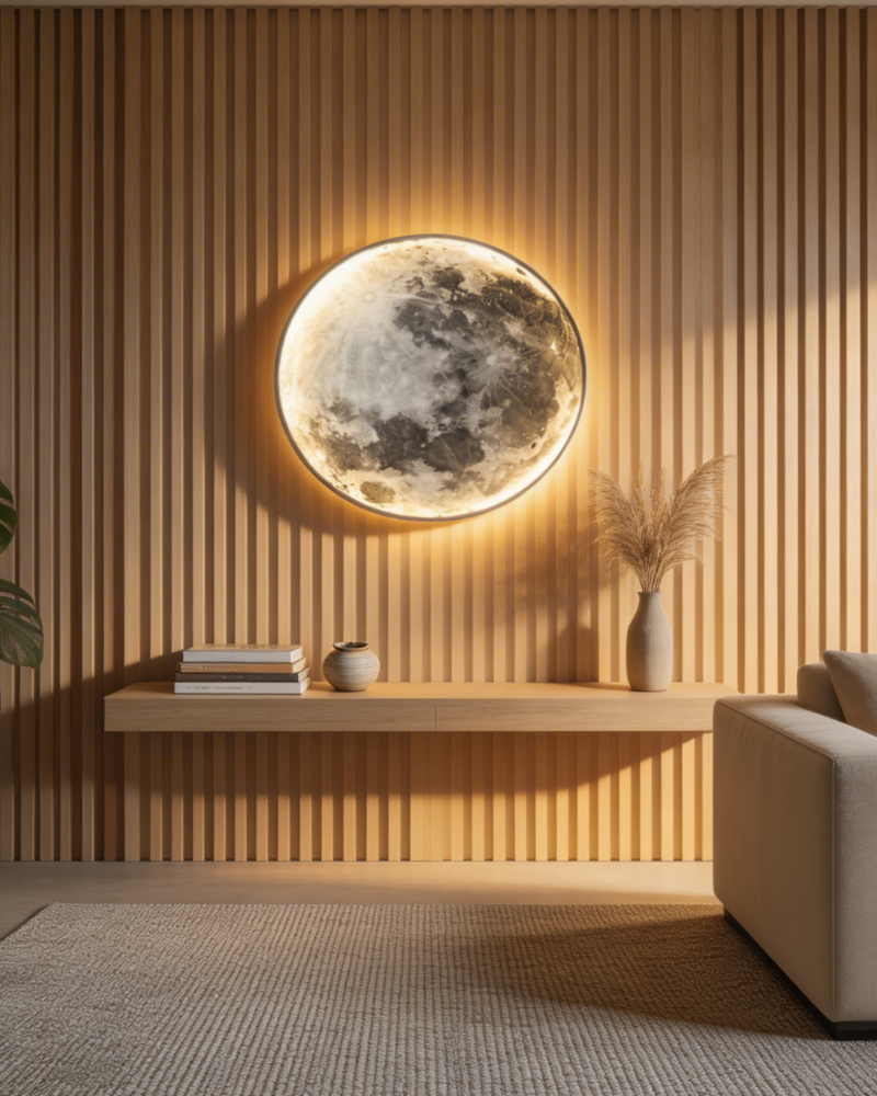 LED Moon Wall Light with Realistic Lunar Design & Warm Ambient Glow