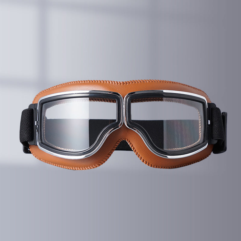 Vintage Motorcycle Goggles with Interchangeable Lenses and Comfort Padding