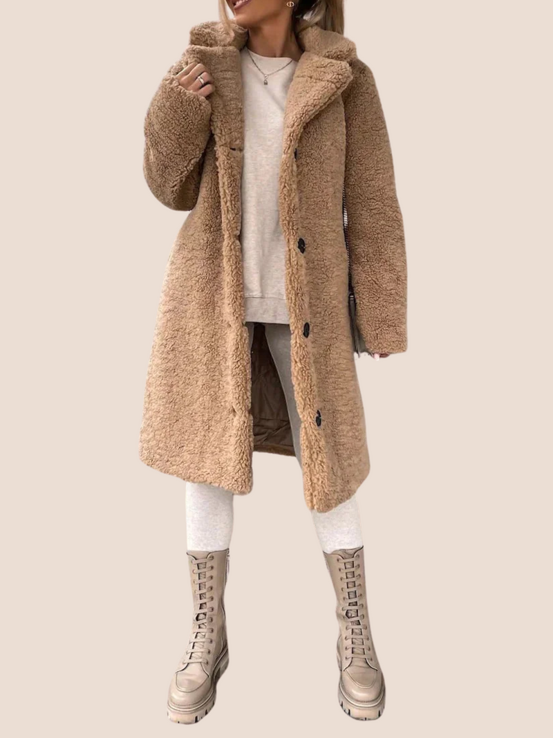Ladies Oversized Winter Coat – Soft Teddy Texture and Timeless Elegance