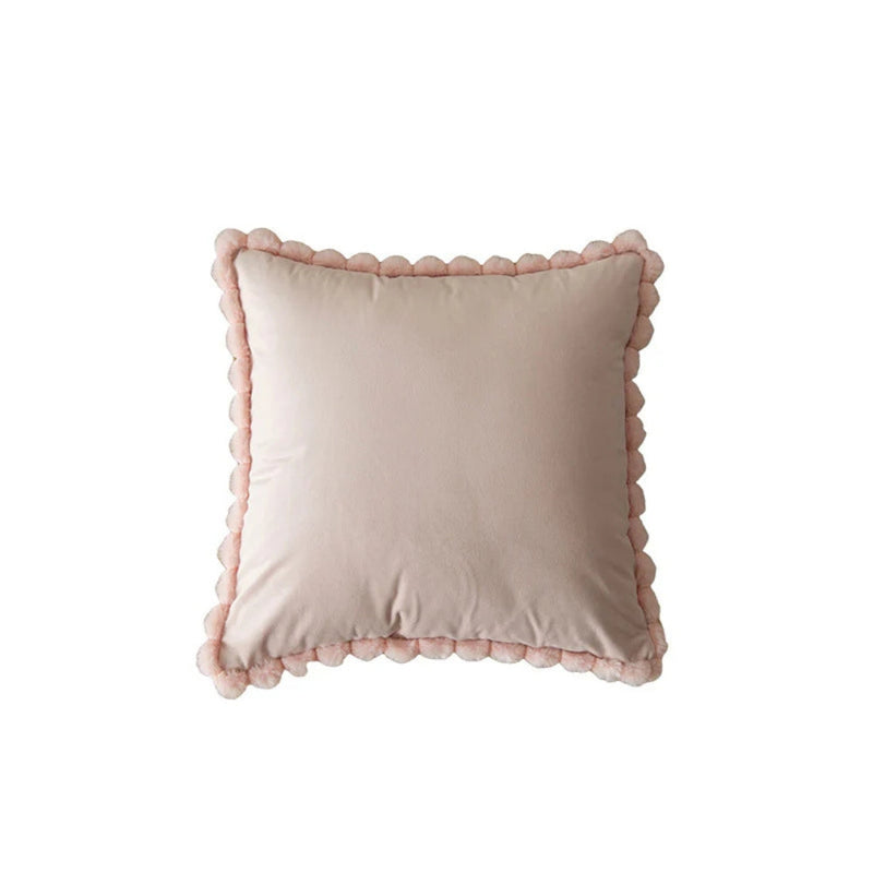 Velvet Pom-Pom Trim Cushion Cover for Sofas, Beds and Armchairs