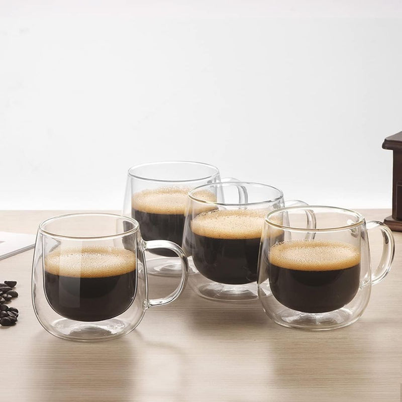 Double-Walled Glass Mugs with Insulation for Hot and Cold Drinks