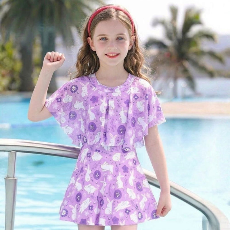 Girls' Swim Set for Beach and Pool with Skirt and Comfortable Fit