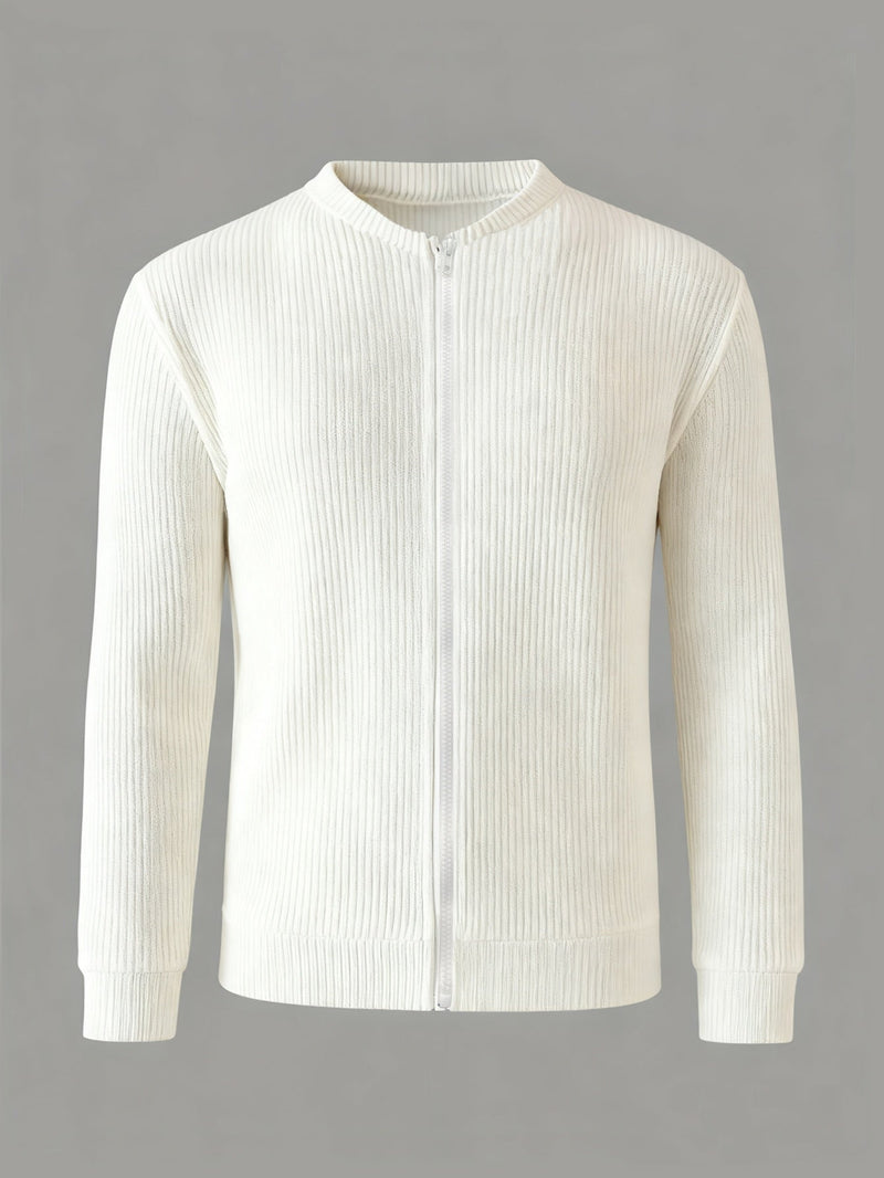 Men's Ribbed Zip-Up Cardigan – Relaxed Fit for Autumn and Winter