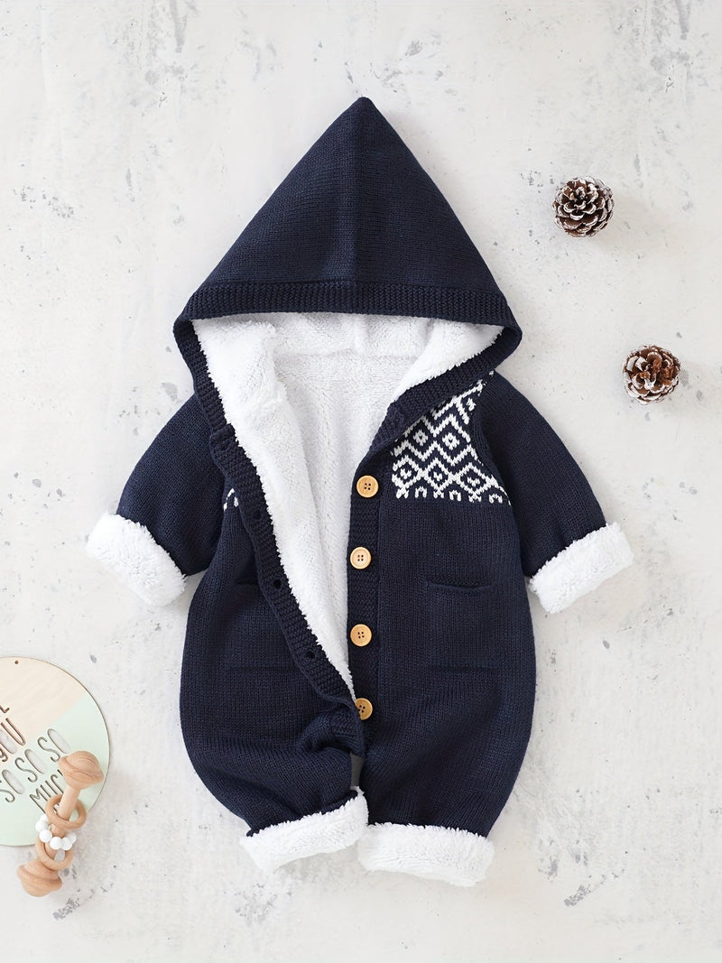 Baby knitted jumpsuit with hood – Warm and comfortable