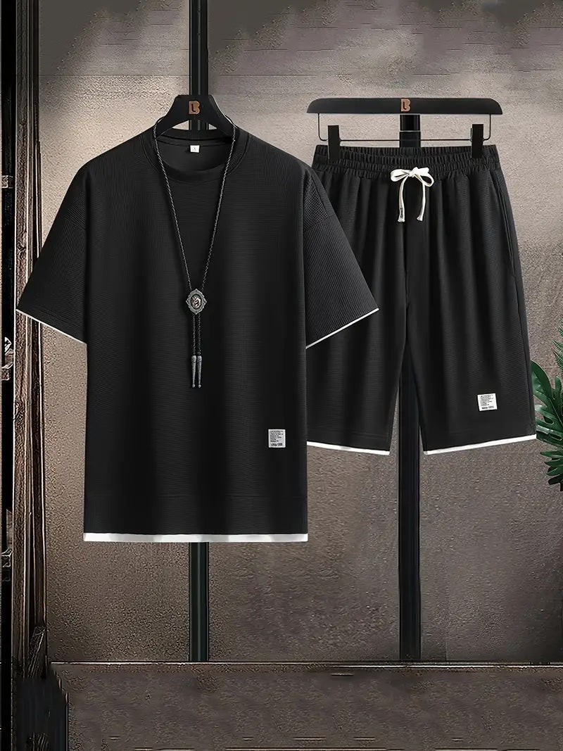Casual Two-Piece Men's Set in Waffle Fabric – Comfortable and Breathable
