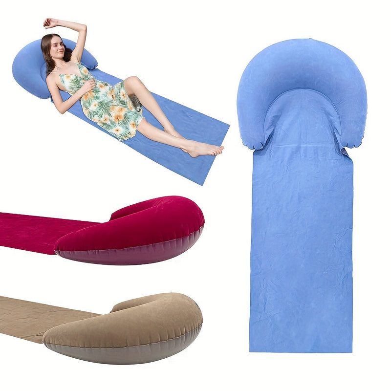 Comfortable Inflatable Beach Mat with Headrest for the Beach and Camping
