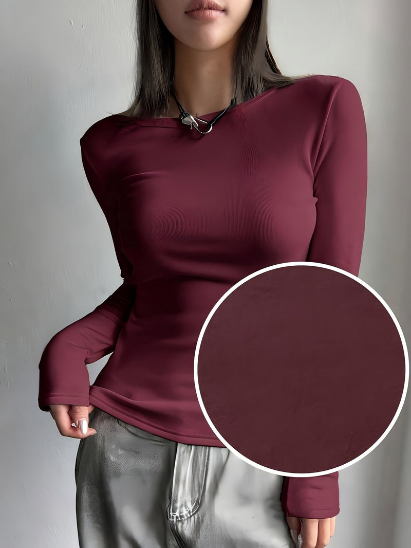 Ladies Thermal Long Sleeve Top for Autumn and Winter – Comfortable and Warm Basic Item