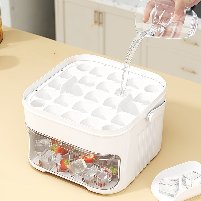 Double Ice Cube Tray with 50 Compartments and Press Mechanism for Easy Use