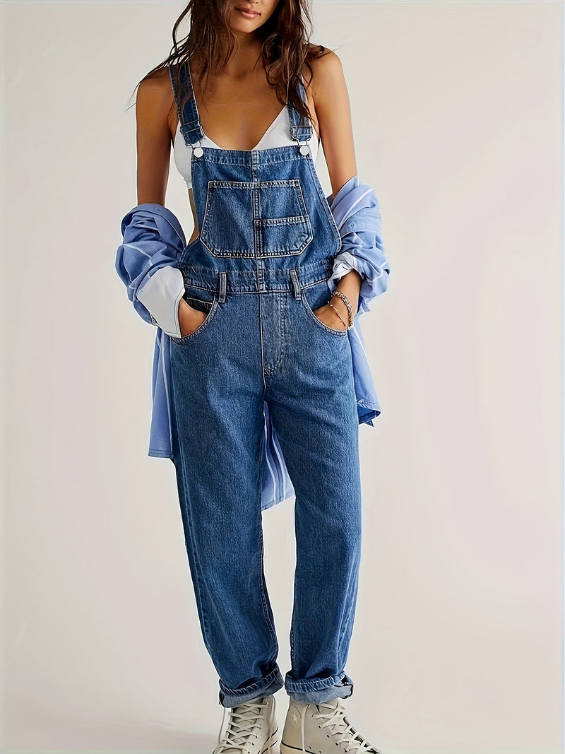 Ladies Denim Dungarees – Casual Overall with Loose Fit