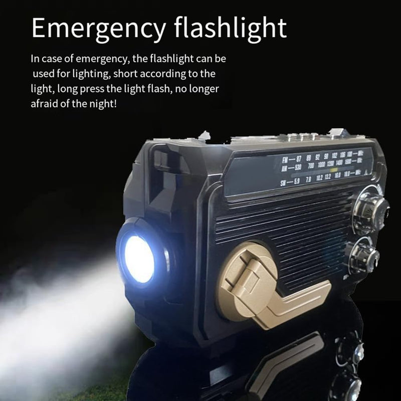 Emergency Radio with Dynamo and Solar Panel for Reliable Communication and Lighting