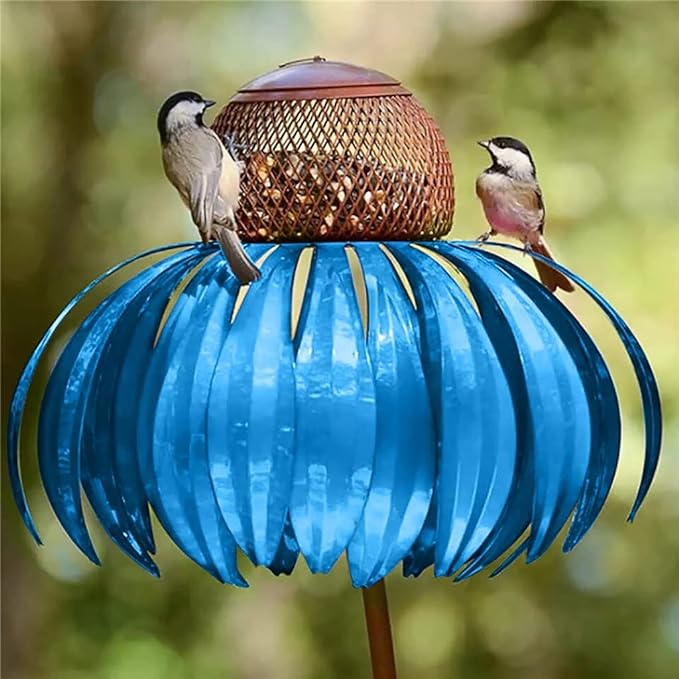 Decorative Bird Feeder House for Garden – Metal Flower Design and Durable