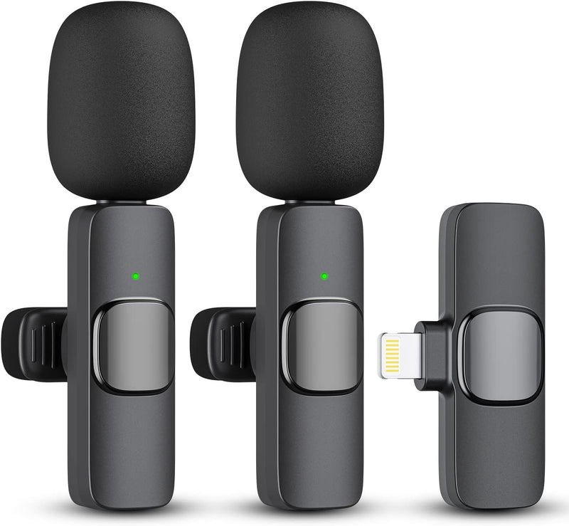 Dual Wireless Lightning Lavalier Microphone Set for iPhone and iPad