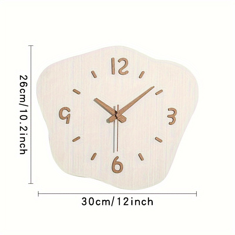 Wooden Wall Clock with Irregular Shape – Silent Movement and Decorative