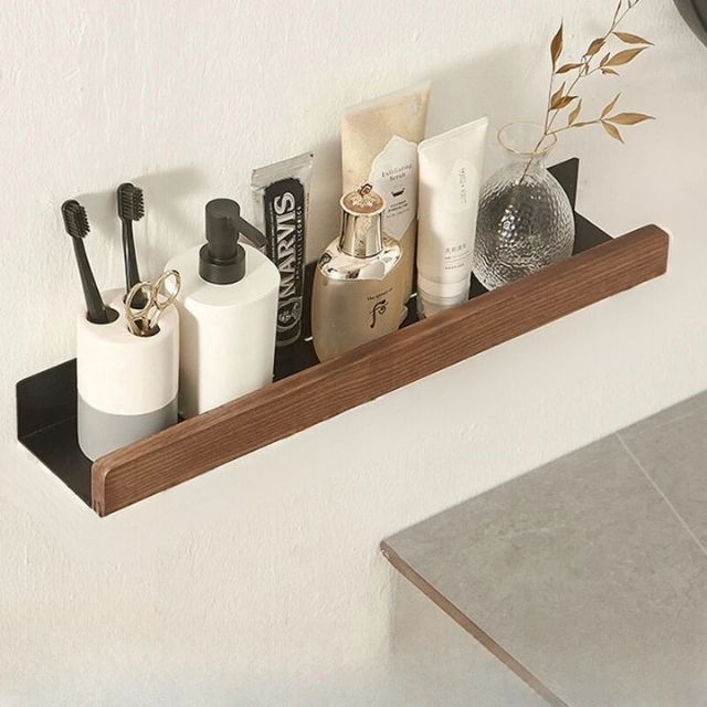 Wooden Bathroom Organiser Without Drilling – Practical and Natural Design