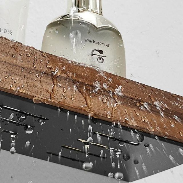 Wooden Bathroom Organiser Without Drilling – Practical and Natural Design