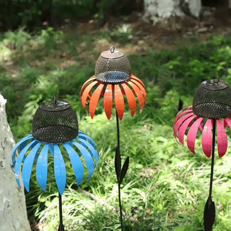 Decorative Bird Feeder House for Garden – Metal Flower Design and Durable