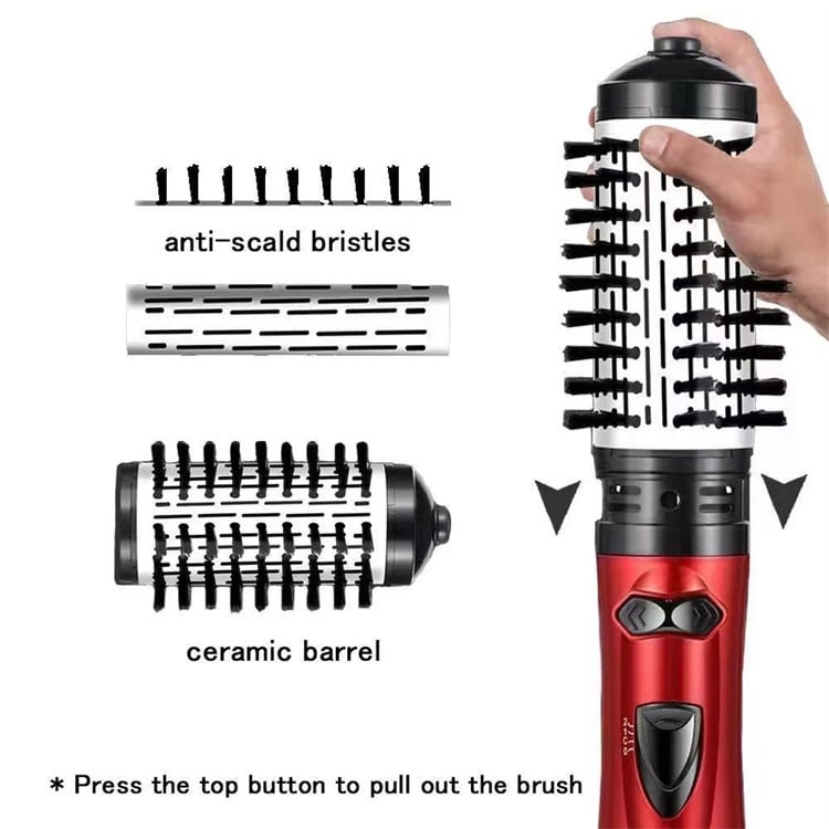 Rotating Hot-Air Hairstyler with Two Interchangeable Brushes