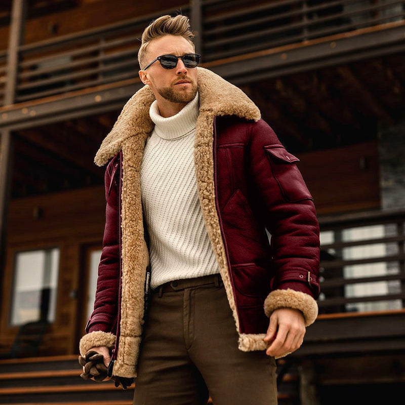 Shearling Aviator Jacket for Men – Warm Comfort and Timeless Style
