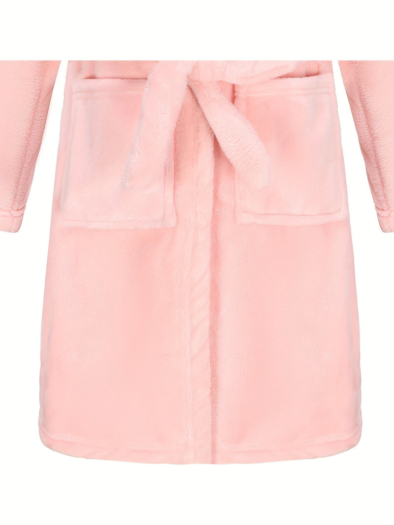 Children's Bathrobe with Hood – Soft Fleece Bathrobe for Girls with Comfortable Fit