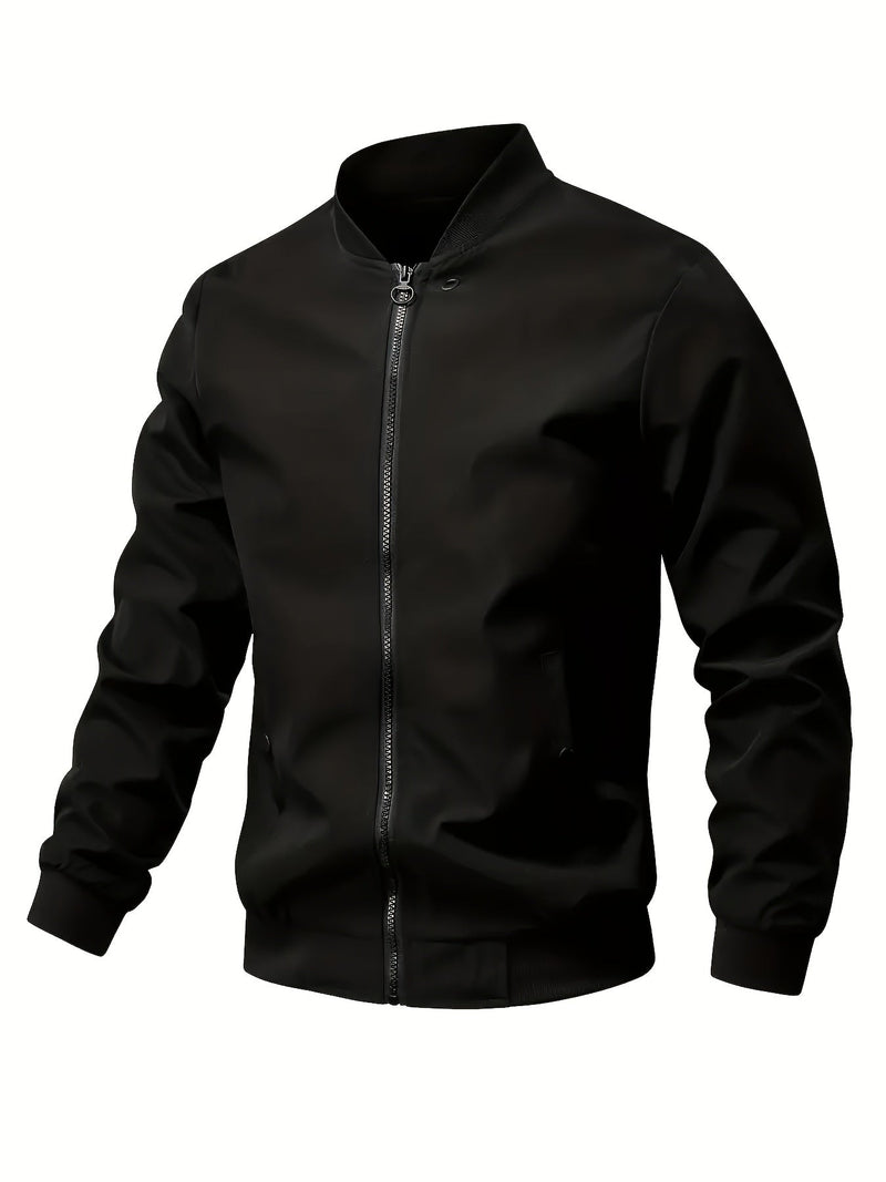Lightweight Men's Summer Jacket with Stand-Up Collar and Zip Closure