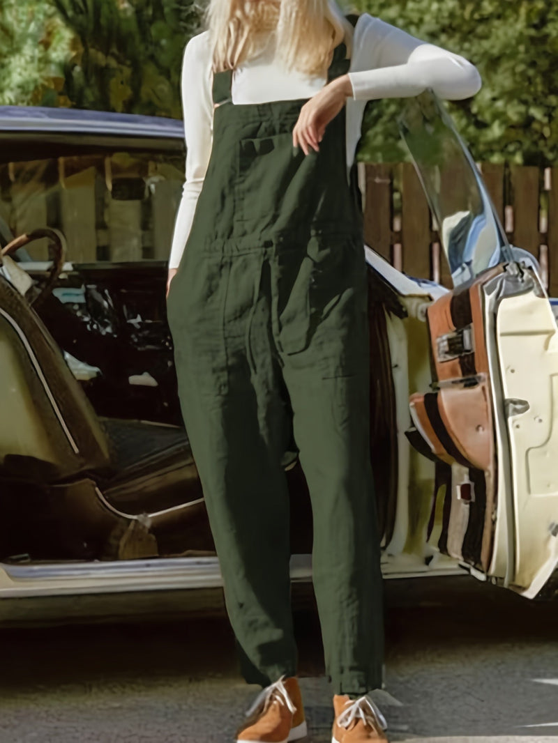 Ladies' Dungarees with Pockets – Vintage Style Loose-Fit Garden Overall