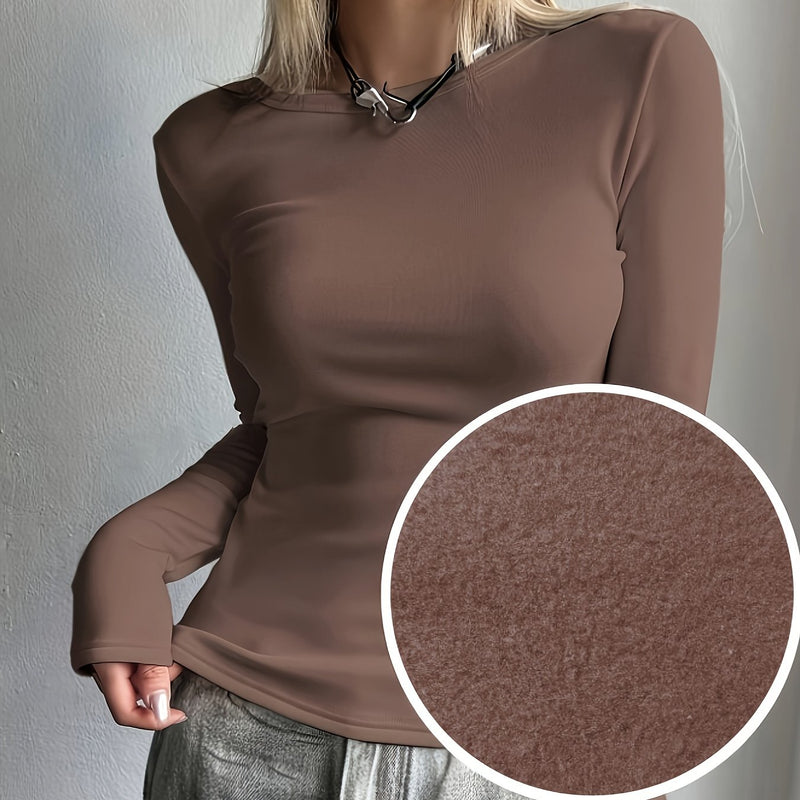 Ladies Thermal Long Sleeve Top for Autumn and Winter – Comfortable and Warm Basic Item