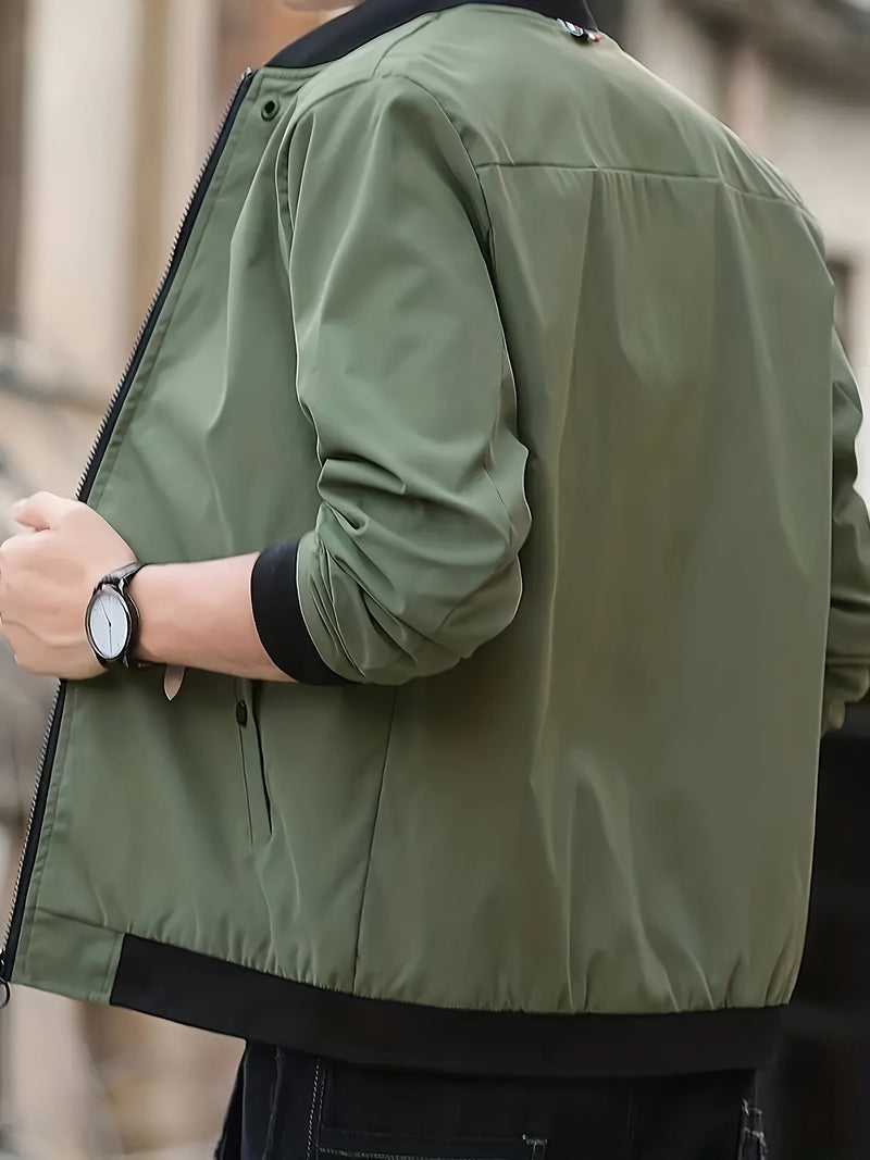 Lightweight Men's Summer Jacket with Stand-Up Collar and Zip Closure