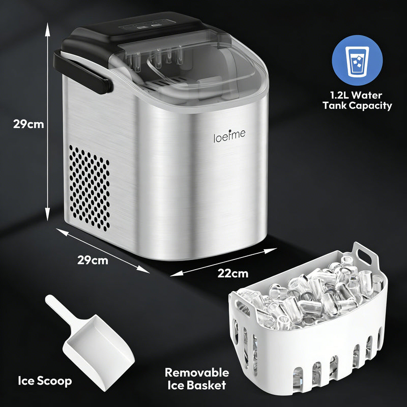 Portable Ice Cube Maker with Quick Ice Production and Handy Carry Handle