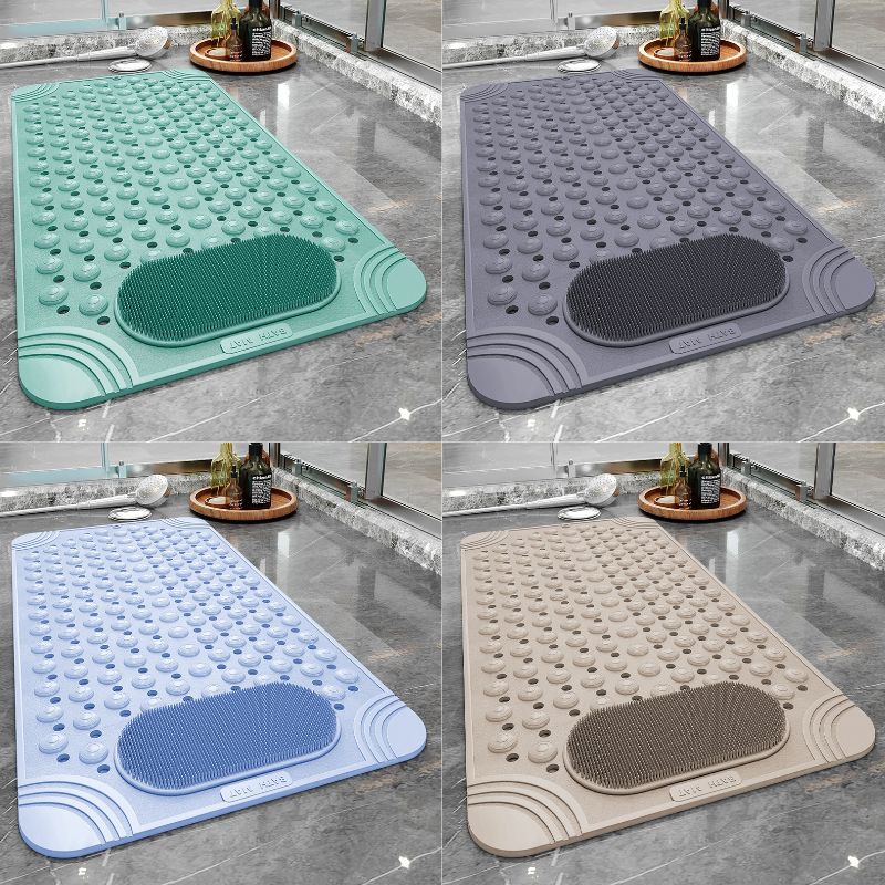 Non-Slip Bath & Shower Mat with Suction Cups & Foot Scrubber