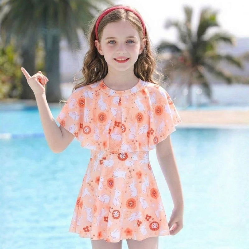 Girls' Swim Set for Beach and Pool with Skirt and Comfortable Fit
