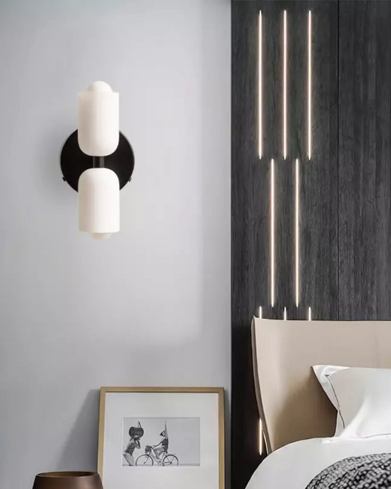 Double-Head Frosted Glass Wall Sconce with Soft Ambient Lighting