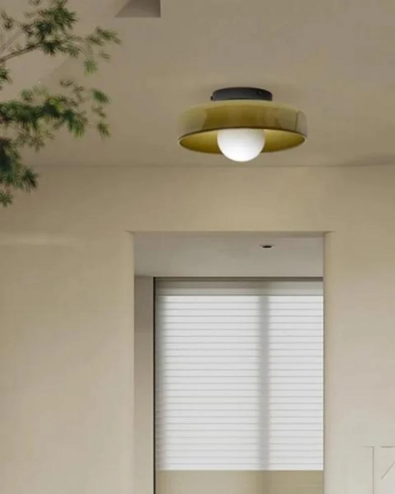 Sculptural Glass Wall Sconce with Central Globe Light & Circular Shade