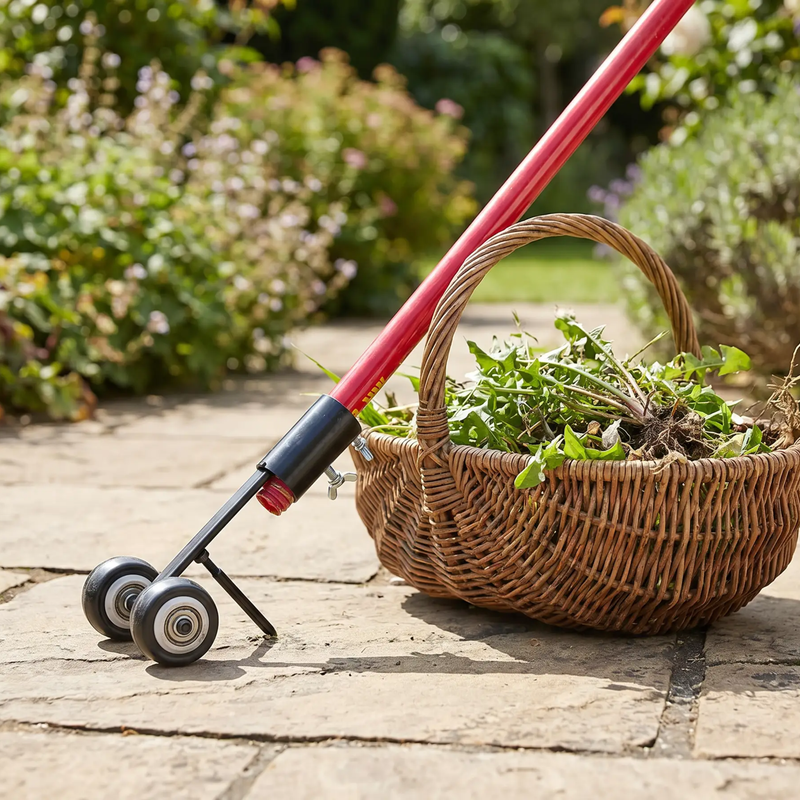 Manual Garden Weeder with Double Hook and Wheels