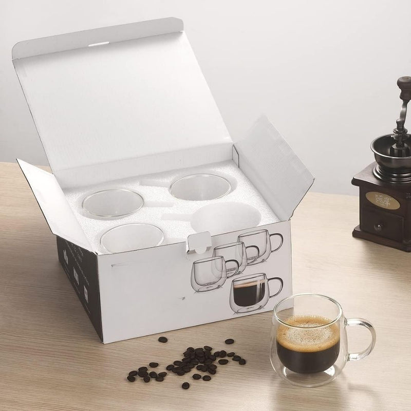 Double-Walled Glass Mugs with Insulation for Hot and Cold Drinks
