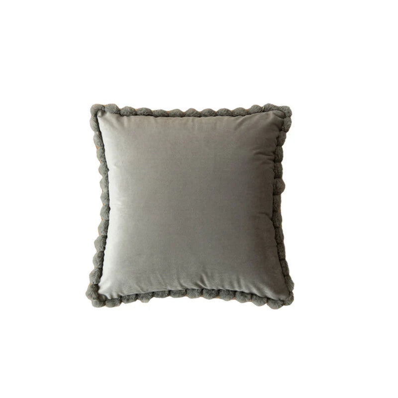 Velvet Pom-Pom Trim Cushion Cover for Sofas, Beds and Armchairs