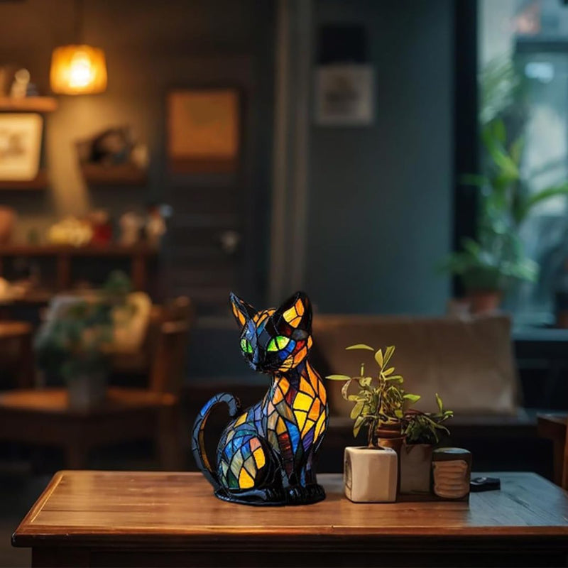 Decorative Cat Lamp with Mosaic Design and Warm Ambient Light – Stylish Home Decoration
