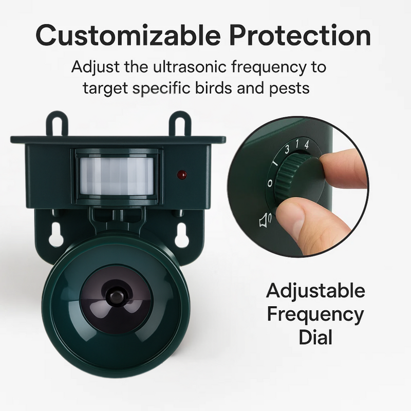 Outdoor Motion Sensor Bird Repeller with Adjustable Sound Modes
