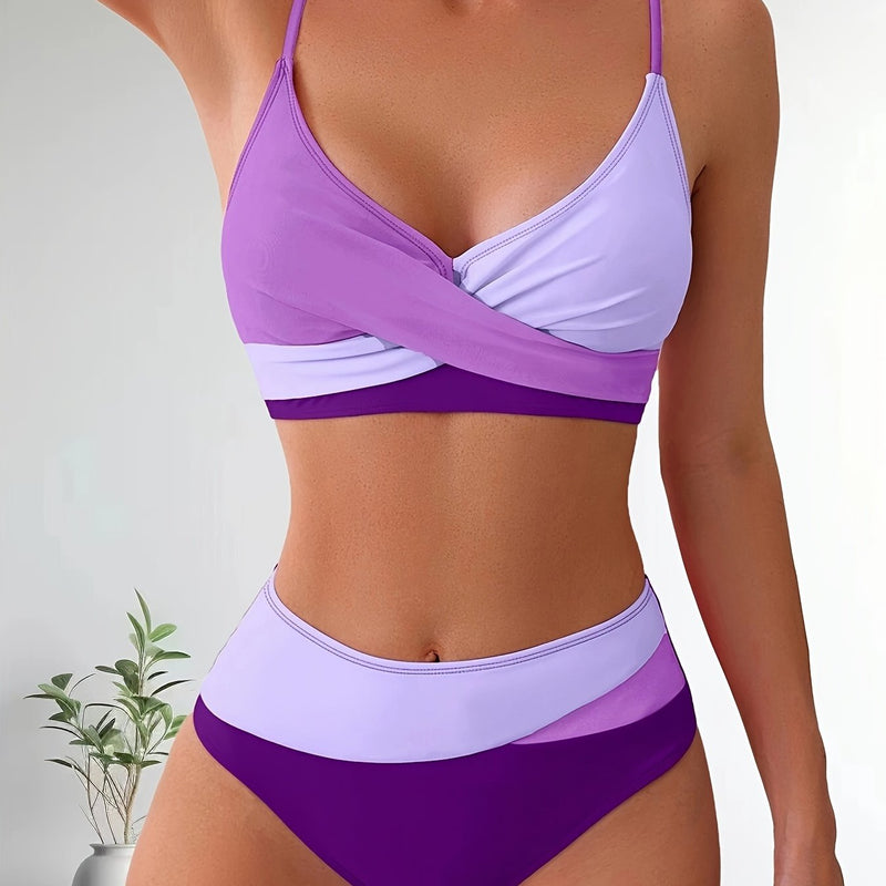 Comfortable Patchwork Bikini Set for Ladies with Stretch Fit