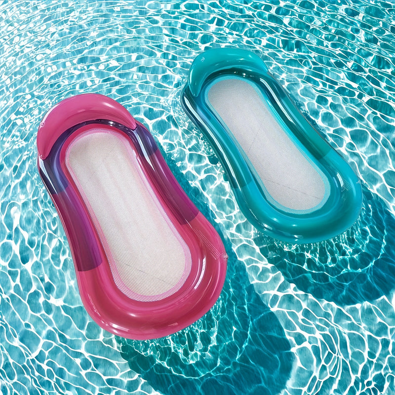 Inflatable Pool Air Bed with Backrest and Mesh Surface for Water Relaxation