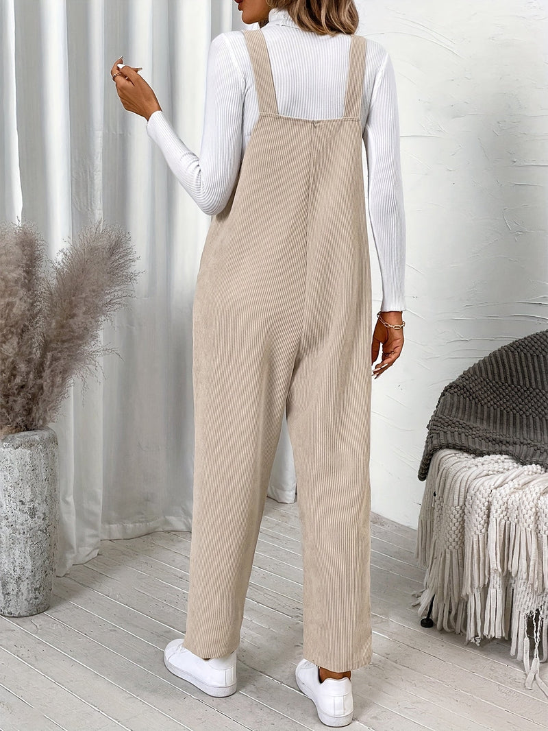 Ladies Corduroy Dungarees – Straight-Leg Garden Trousers with Pockets