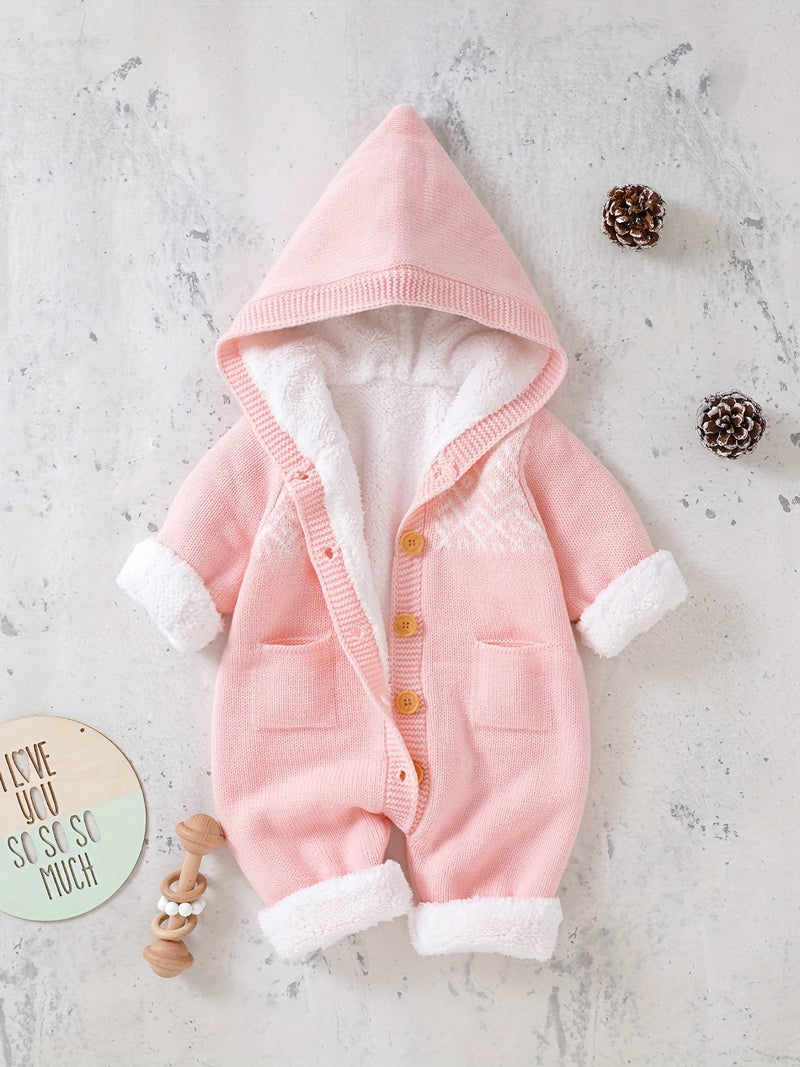 Baby knitted jumpsuit with hood – Warm and comfortable