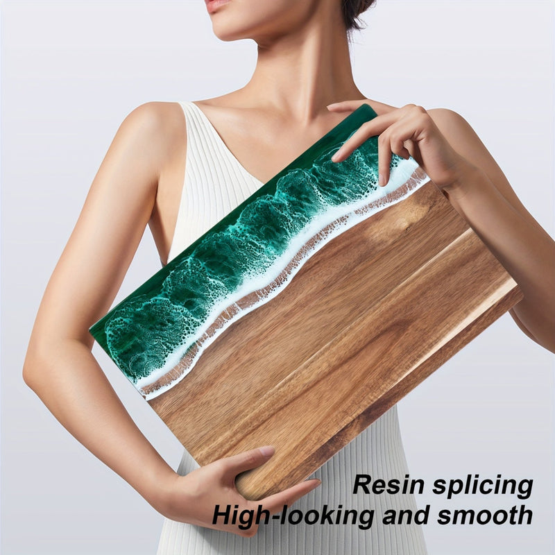 Acacia Wood Cutting Board with Ocean Resin Inlay